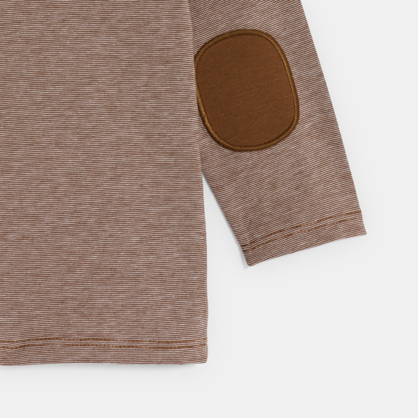 تيشيرت بأكمام طويلة بطبعة دب باللون البني للأولاد